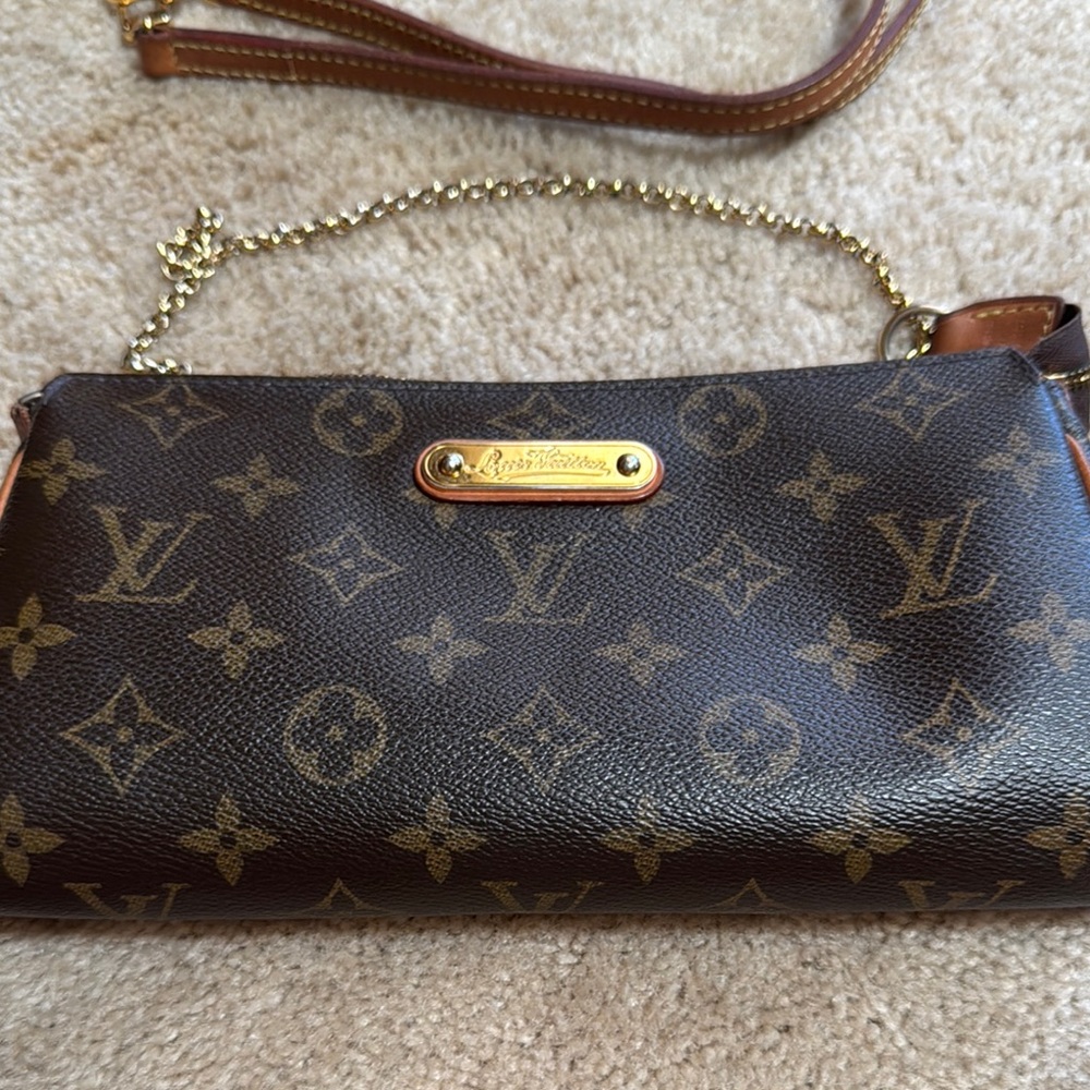 Louis Vuitton Brown Monogram Clutch with Gold Chain